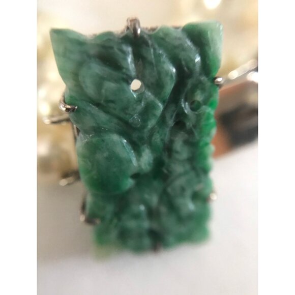 1940's Double Strand Pearl Bracelet With Jadeite Clasp In 14 Karat White Gold - Picture 6 of 10